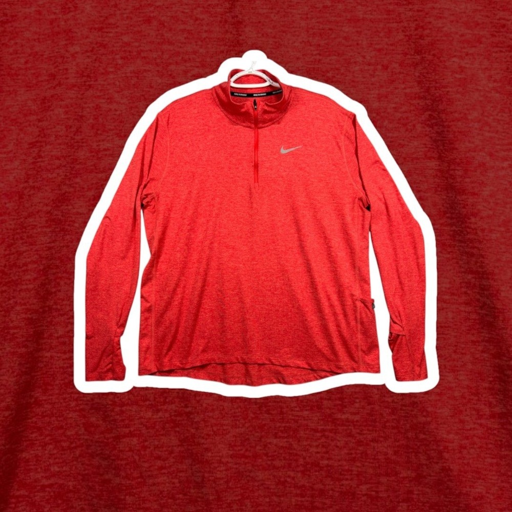 Nike Dri-FIT Element Half Zip Mens XL Red Running Pullover Top Thumbholes 0579